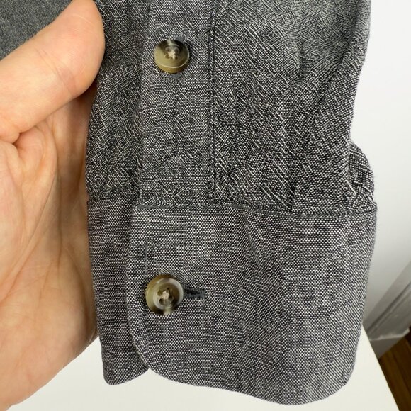 FRANK & OAK 100% Cotton Heather Gray Button-Down Shirt Size S - Picture 7 of 9